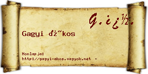 Gagyi Ákos névjegykártya